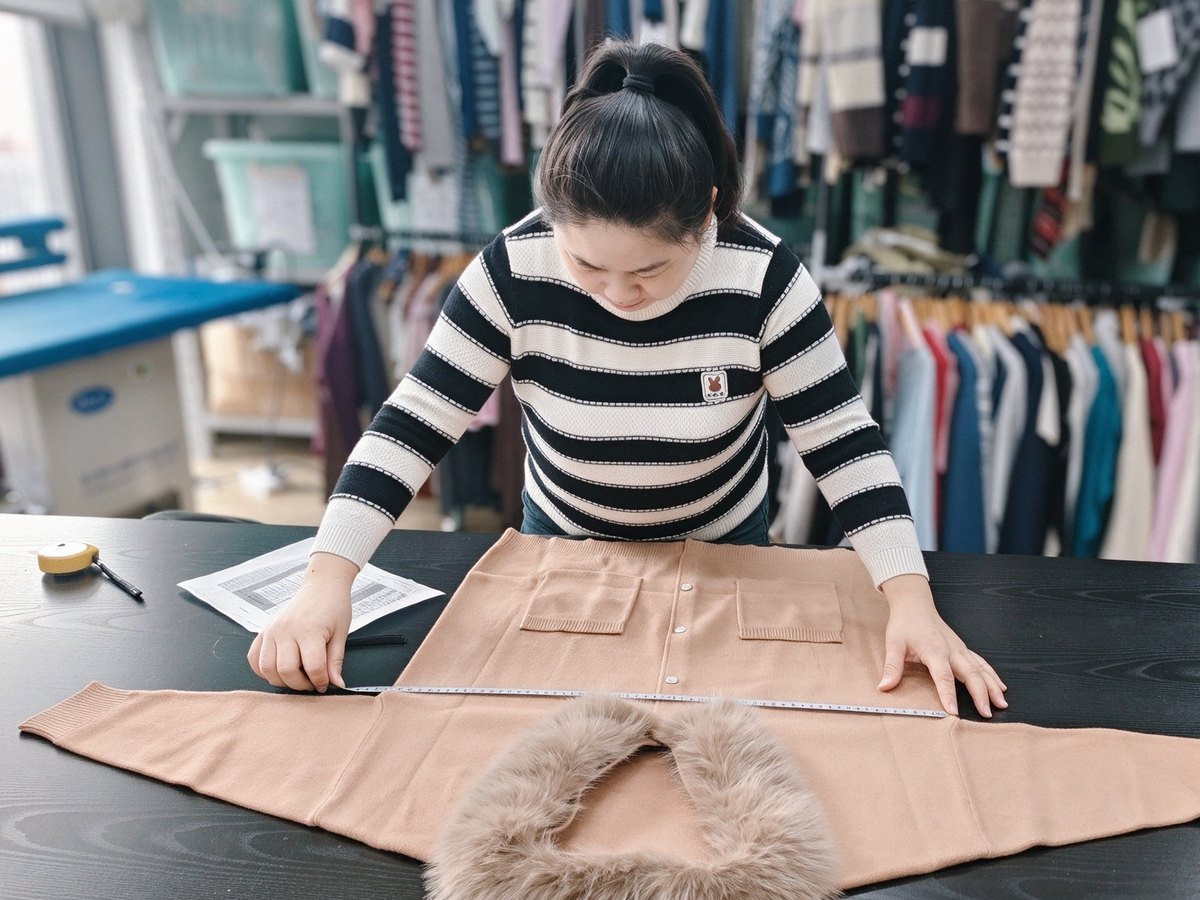 In-line inspection — measuring a garment against the approved sample