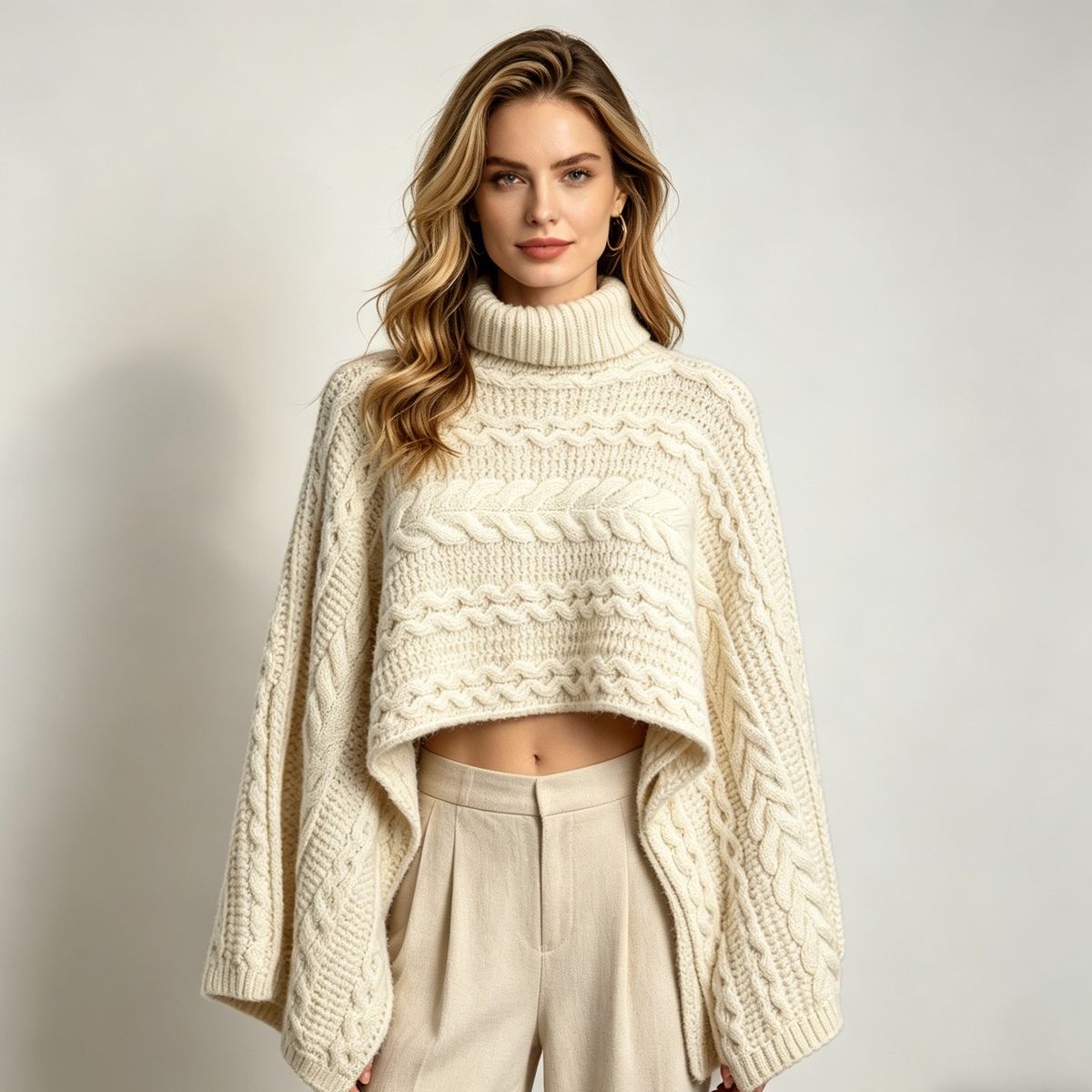 Heavy cable knit sweater in 100% acrylic, SOFTEX style 6E046BS, 760 g at size S in 5 gauge